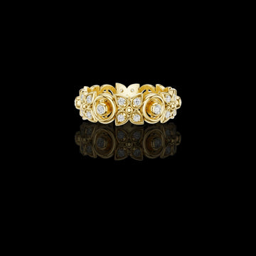 0.36 TCW Royal Bloom Lab Grown Round Cut Diamond Sculpted Floral Brilliance Couture Luxury Band