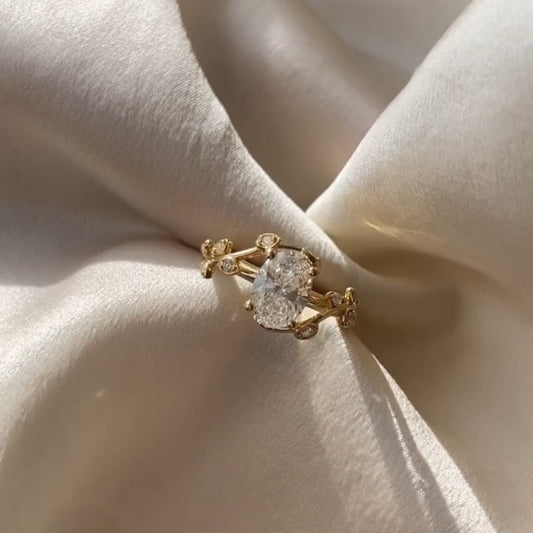 Nature Inspired Oval Cut Lab Grown Diamond Vine Engagement Ring