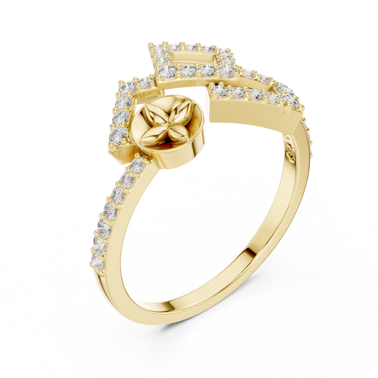 Double Square Pave Lab Diamond Statement Ring