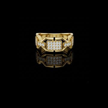 0.46 TCW Bright Lab Grown Round Cut Diamond Heavy Iced Setting Bold Men’s Statement Ring