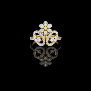 0.55 TCW Classic Lab Grown Round Cut Diamond Floral Diamond with Elegant Designer Ring