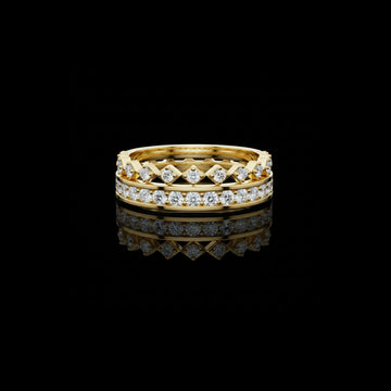 0.71 TCW Royal Diamond Lattice Band with Double Row Lab Grown Round-Cut Diamonds For Her