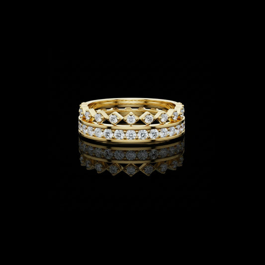 Round Cut Double Row Lattice Lab Grown Diamond Eternity Band Ring