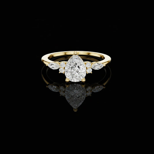 1.00 CT Vintage Lab Grown Pear Cut Diamond Ring Premium Bridal Statement Ring