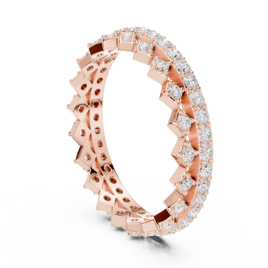 Round Cut Double Row Lattice Lab Grown Diamond Eternity Band Ring