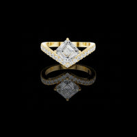 Classy Lab Grown Chevron Asscher Cut Ring For Women