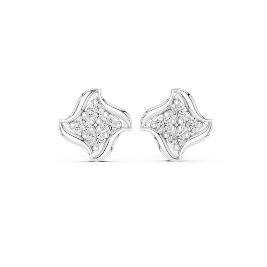 Sculptural Floral Round Moissanite Diamond Stud Earrings