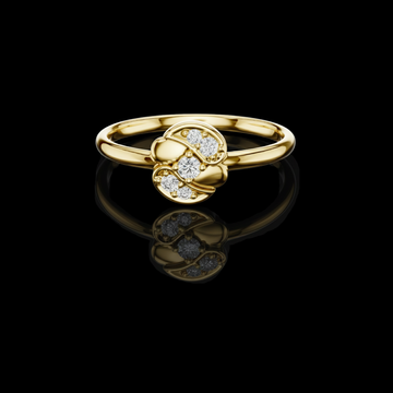 0.056 TCW Sculpted Petal Motif and Brilliant Moissanite Diamond Accents Ring