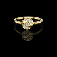 Round Cut Sculpted Petal Lab Grown Diamond Cluster Ring