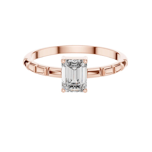 Emerald Cut Moissanite Diamond Solitaire Engagement Ring