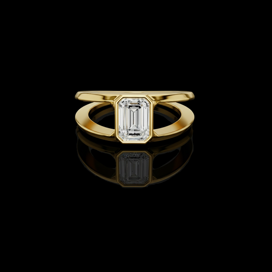 Emerald Cut Lab Grown Diamond Men's Architectural Bezel Statement Band