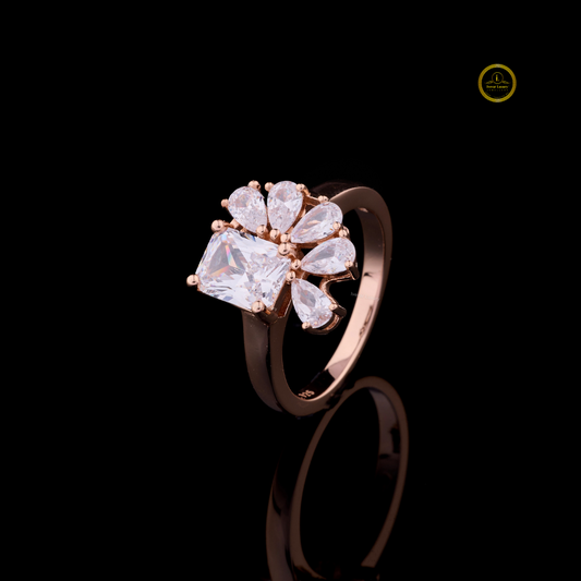 Radiant Cut Floral Pear Lab Diamond Cluster Engagement Ring