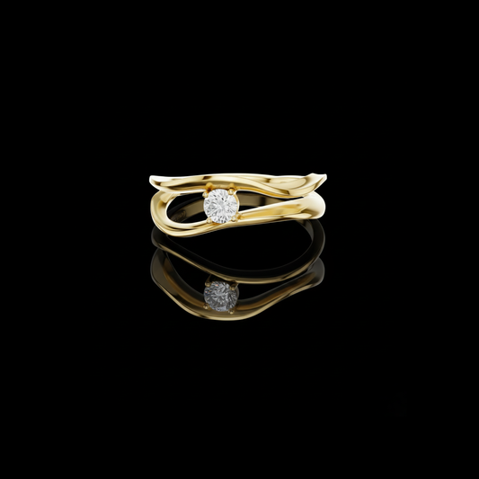 0.165 TCW Luxury Twisted Moissanite Diamond with Sculpted Split Band Modern Minimal Solitaire Engagement Ring For Her