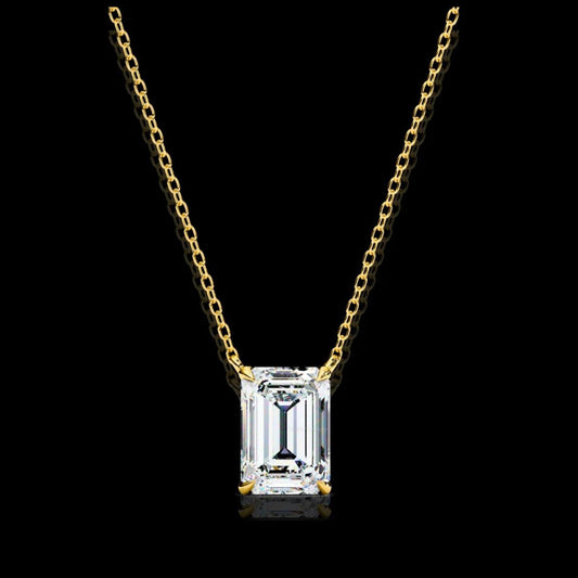 0.45 TCW Luxury Emerald Cut Lab Grown Solitaire Pendant Necklace Modern Elegance with a Brilliant Center Stone