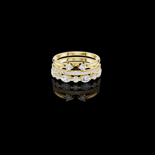 Stackable Marquise and Round Lab Grown Diamond Ring Set