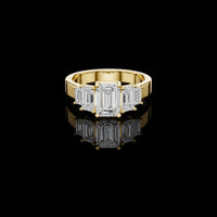 Five Stone Emerald Cut Moissanite Diamond Anniversary Ring