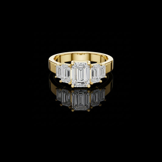 Five Stone Emerald Cut Lab Diamond Anniversary Ring