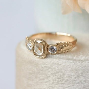 0.95 CT Vintage Lab Grown Rose Cut Diamond Ring with Handcrafted Engagement Beauty