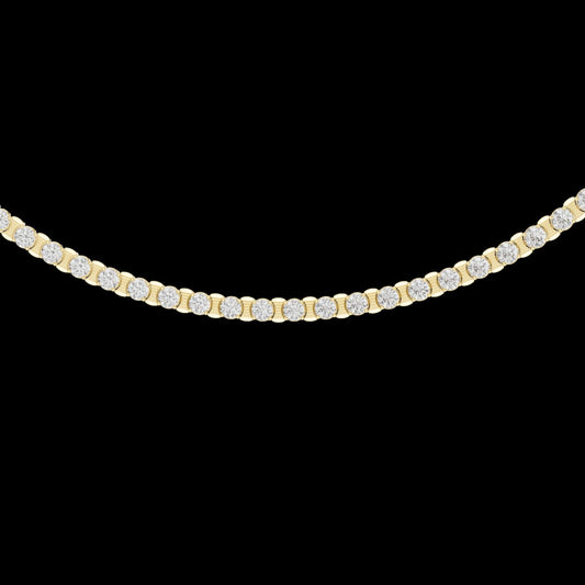 Bezel Setting Round Lab Grown Diamond Tennis Necklace