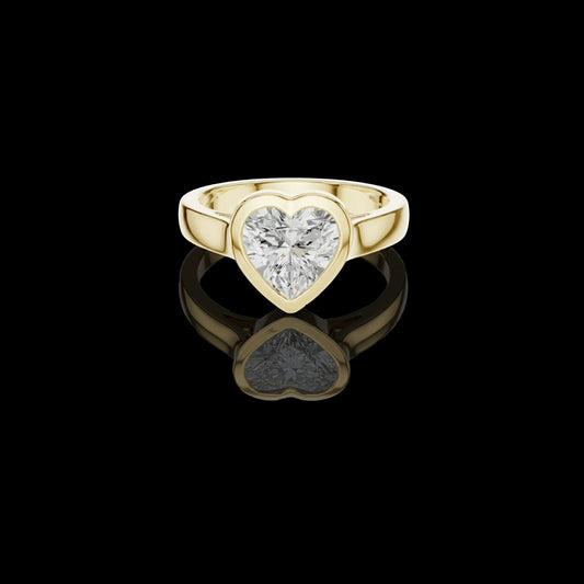 2.00 TCW Lovely Lab Grown Heart Cut Bezel Set Love Diamond Ring For Beautiful
