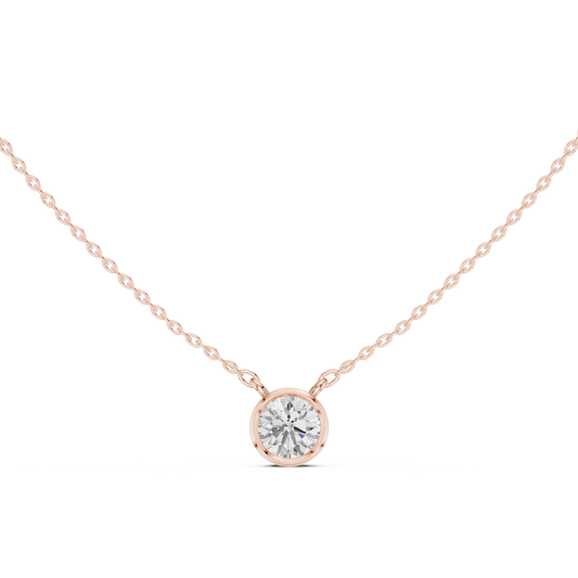Round Cut Solitaire Pendant with Center Bezel Setting Moissanite