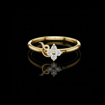 Round Floral Cluster Swirl Moissanite Promise Ring