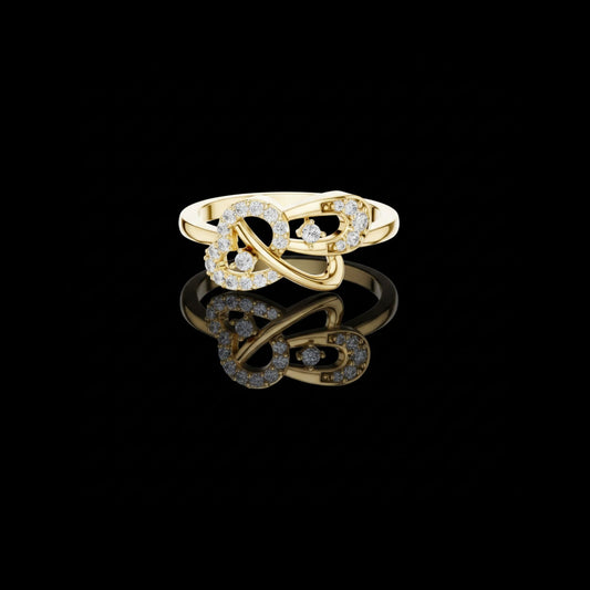 0.19 TCW Stunning Moissanite Round Cut Interlocking Chain Diamond Ring with Pavé Accents