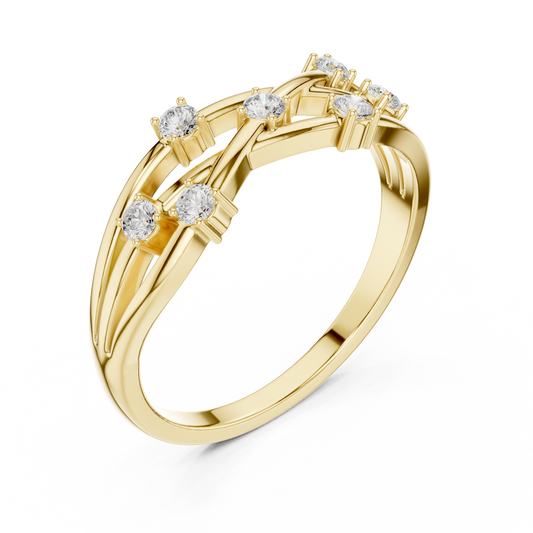 Round Cut Lab Grown Diamond Criss Cross Multi Band Ring