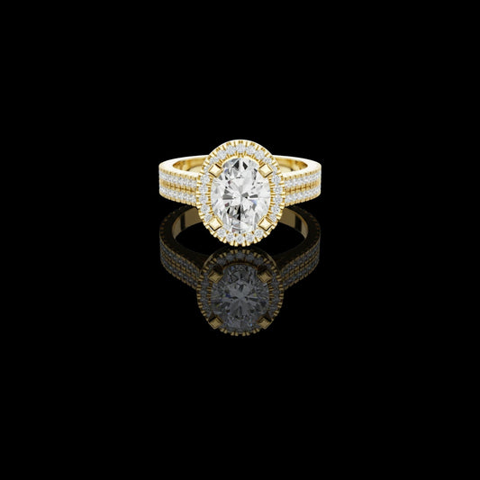 2.50 CT Exclusive Moissanite Oval Cut Halo Double Pave Grand Statement Wedding Ring