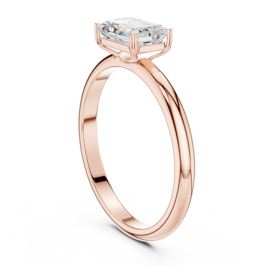 Emerald Cut Moissanite Diamond Solitaire Engagement Rings