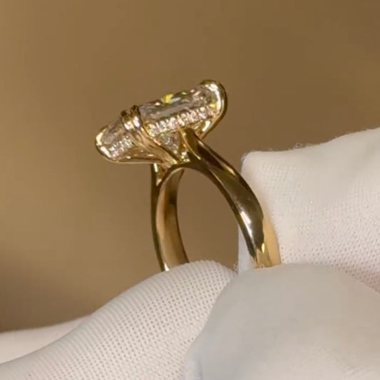 Radiant Cut Lab Grown Diamond Hidden Halo Solitaire Ring