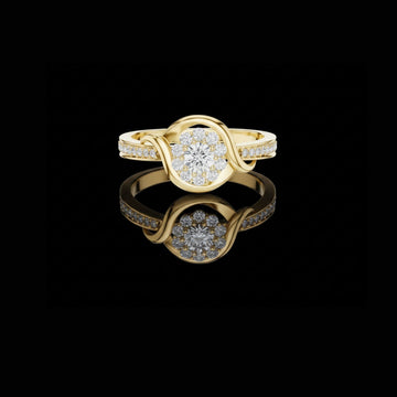 0.17 CT Luxury Halo Diamond Knot Ring Moissanite Round Cut Diamond Statement Jewelry