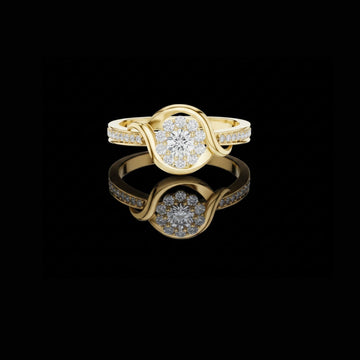 Round Halo Moissanite Diamond Twist Engagement Ring
