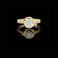 Round Halo Lab Grown Diamond Twist Engagement Ring