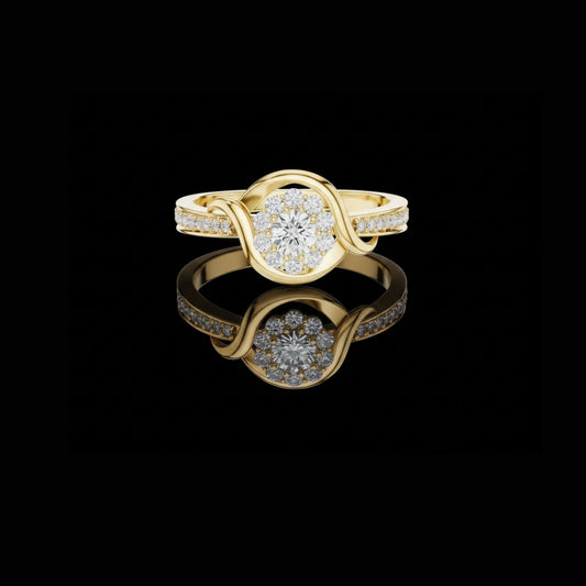 Round Halo Lab Diamond Twist Engagement Ring