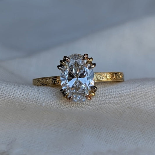 Vintage Oval Cut Lab Grown Engagement Ring