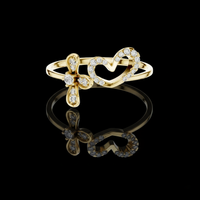 Open Heart Moissanite Ring with Pave Accents Promise Ring