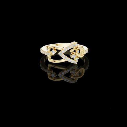 0.24 TCW Latest Moissanite Round Cut Interlinked Diamond Ring with Modern Arrow Design