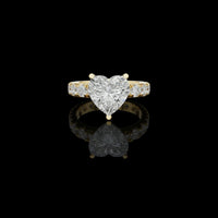 Heart Cut Lab Grown Diamond Pave Solitaire Ring