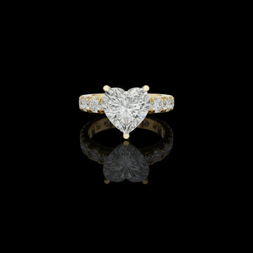 3.00 CT Glossy Lab Grown Heart Cut Diamond Solitaire Ring with Pavé Band Love Statement Ring