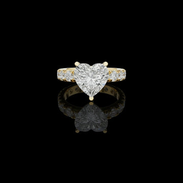Heart Cut Moissanite Diamond Pave Solitaire Ring