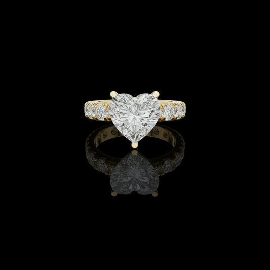 Heart Cut Moissanite Diamond Pave Solitaire Wedding Ring