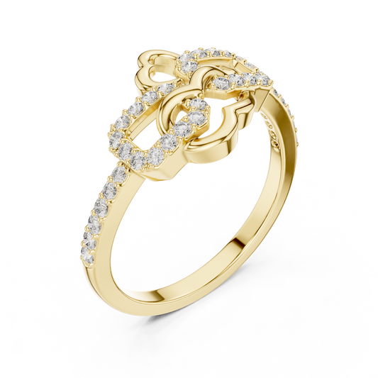 Art Deco Round Cut Lab Diamond Link Delicate Ring For Women