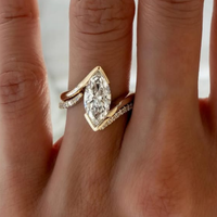 Marquise Half Bezel Moissanite Diamond Bridal Ring Set