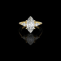 Moissanite Marquise Diamond Three Stone Engagement Ring