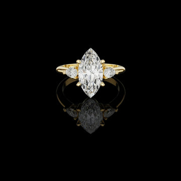 Moissanite Marquise Diamond Three Stone Engagement Ring