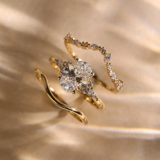 Oval Lab Grown Diamond Wedding Bridal Ring Set