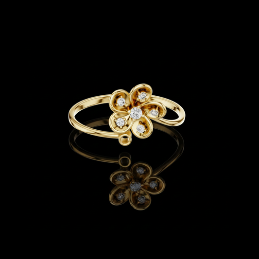 0.02 CT Luxury Moissanite Diamond Flower Elegant Gold Petal Ring for Women