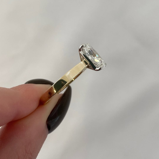 Cushion Cut Lab Grown Solitaire Ring With Pave Band