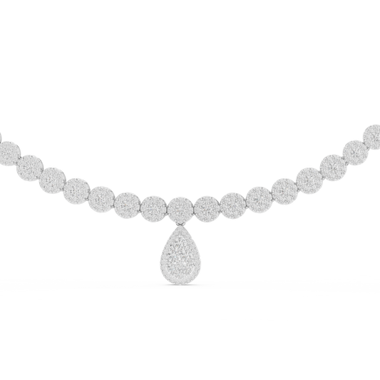 9.88 TCW Charming Moissanite Round Tennis Necklace with Pear Drop Pendant Royal Sparkle Statement